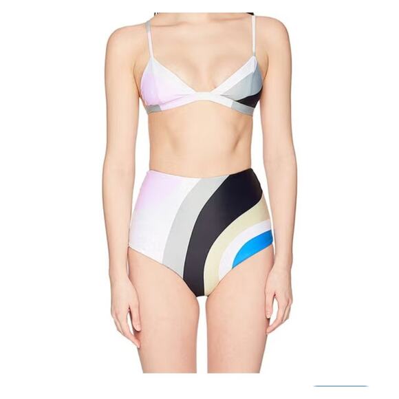 Mara Hoffman Other - Mara Hoffman Lydia Multicolor Striped High Waist Bikini Swimsuit Bottoms Size L